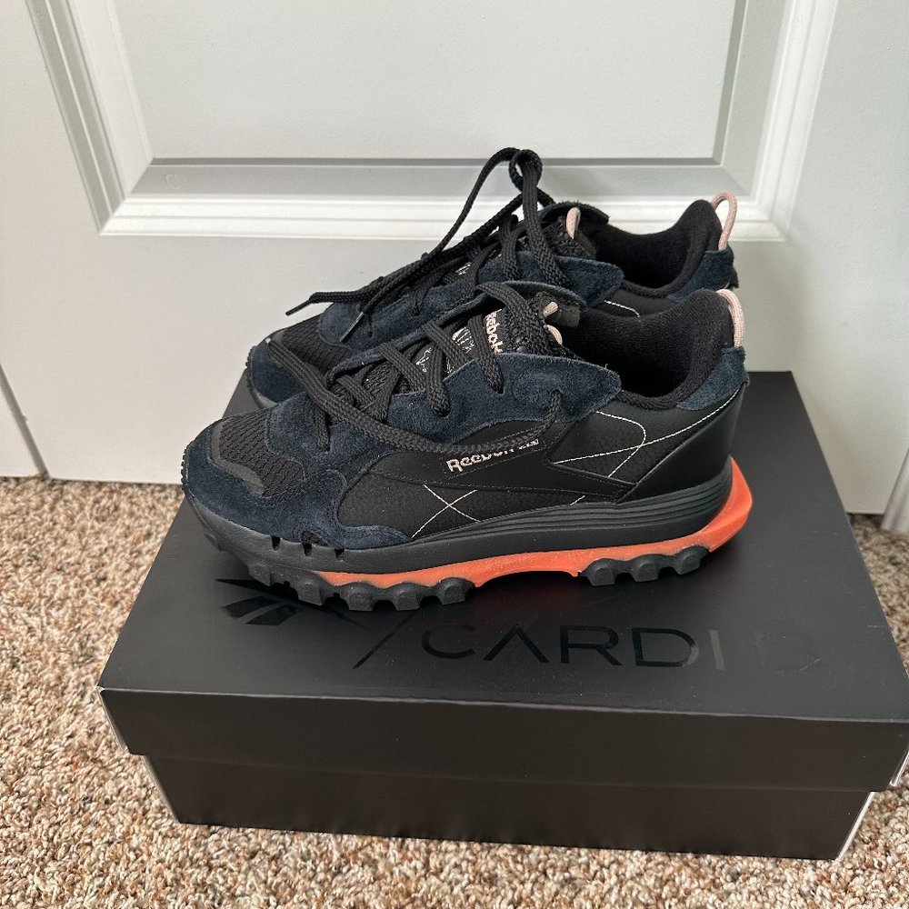 Reebok Cardi B Women's Classic Leather Black Suede Athletic Sneakers